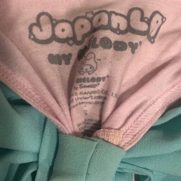 Japan LA My Melody Pink Tank Top Shirt Teal Bow Ice Cream Cone Small - Picture 7 of 11